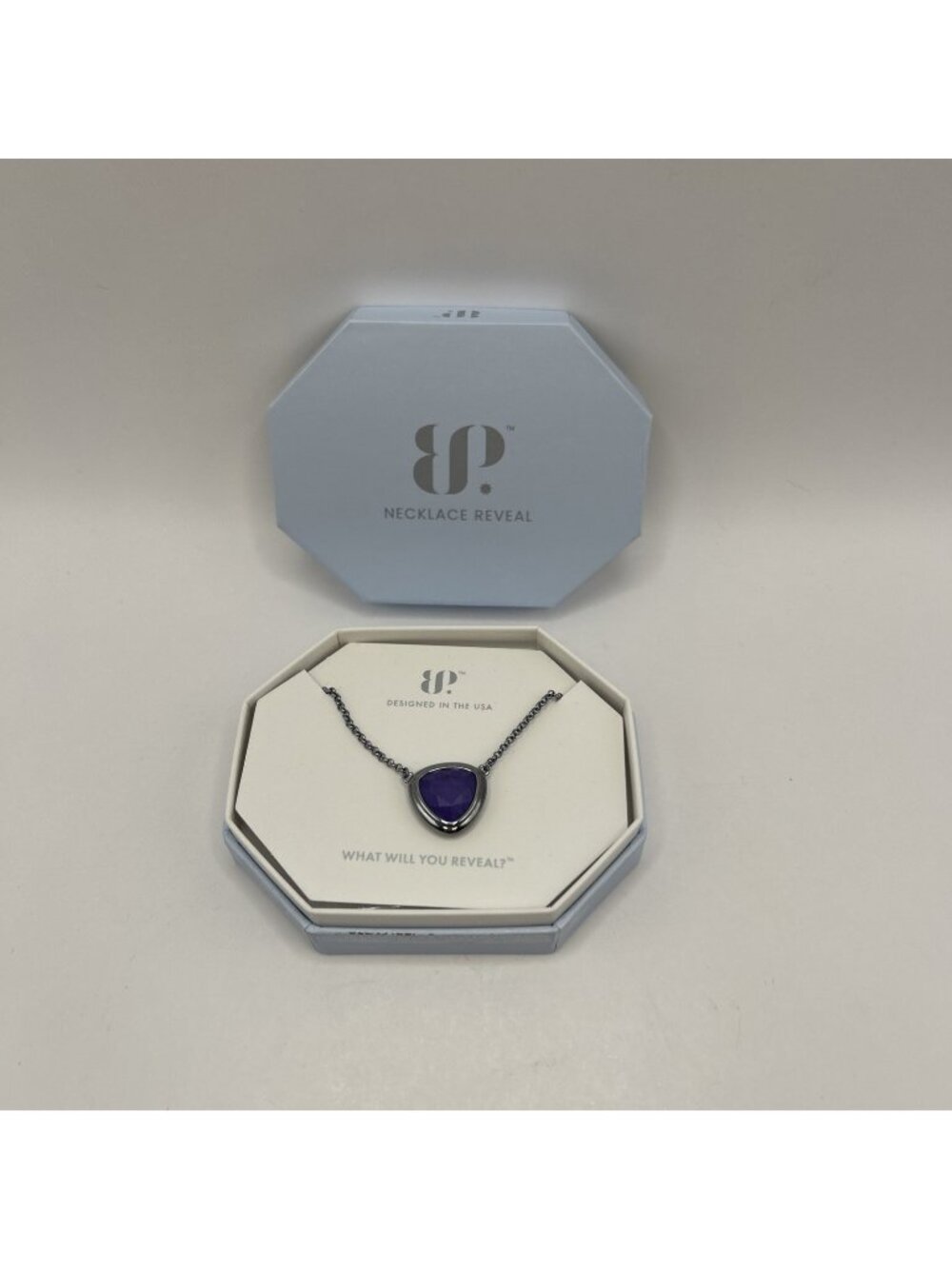 BOMB PARTY NECKLACE NK93816, WRAPPED IN ALMOST Lavender Amethyst Silver Tone